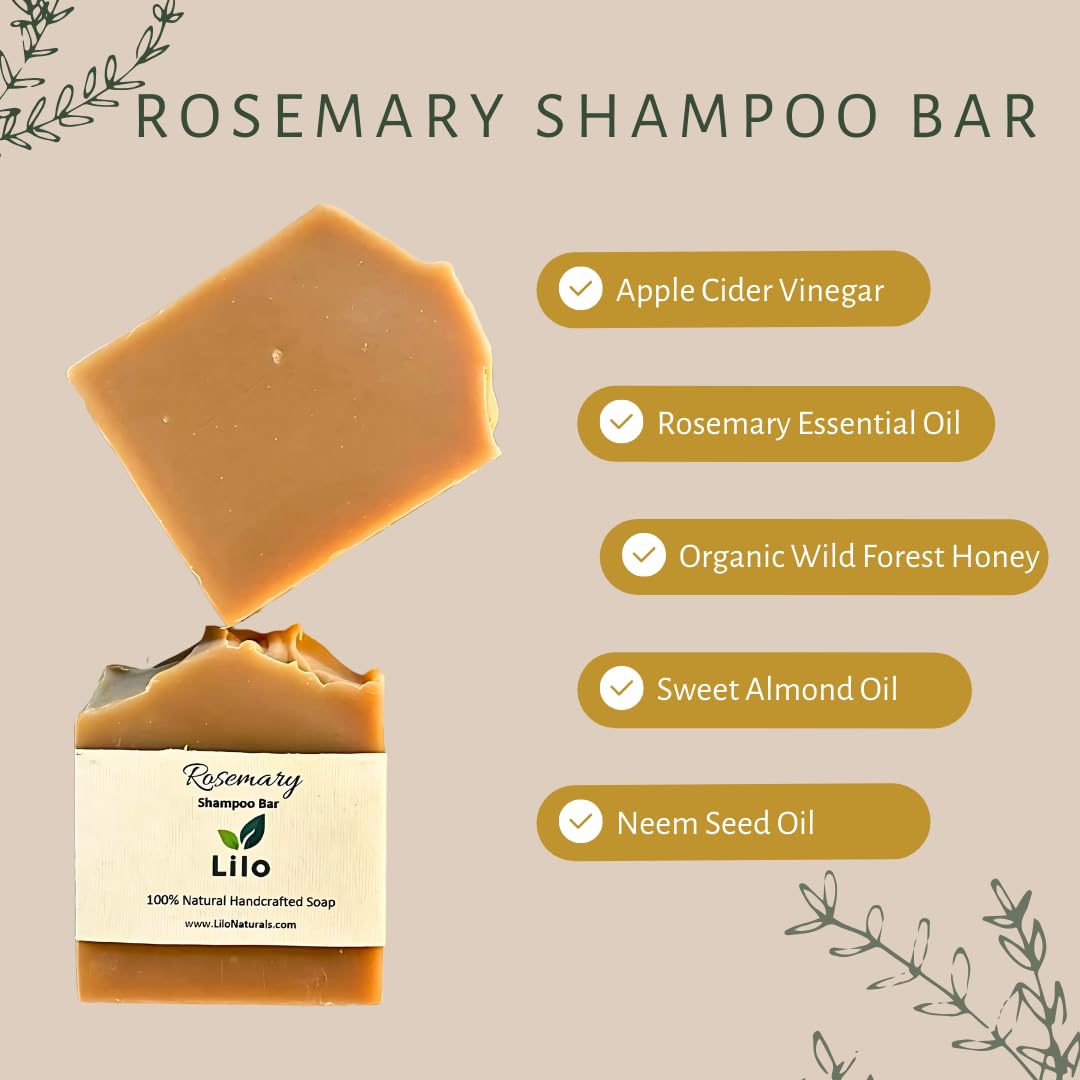 Rosemary Shampoo Bar for Dandruff Relief and Hair Fall Control | With Apple Cider Vinegar, Neem | Deeply Moisturizes and Soothes Itchy Scalp | Cold-Processed | 115g | Pack of 1 - Image 2 thumbnail