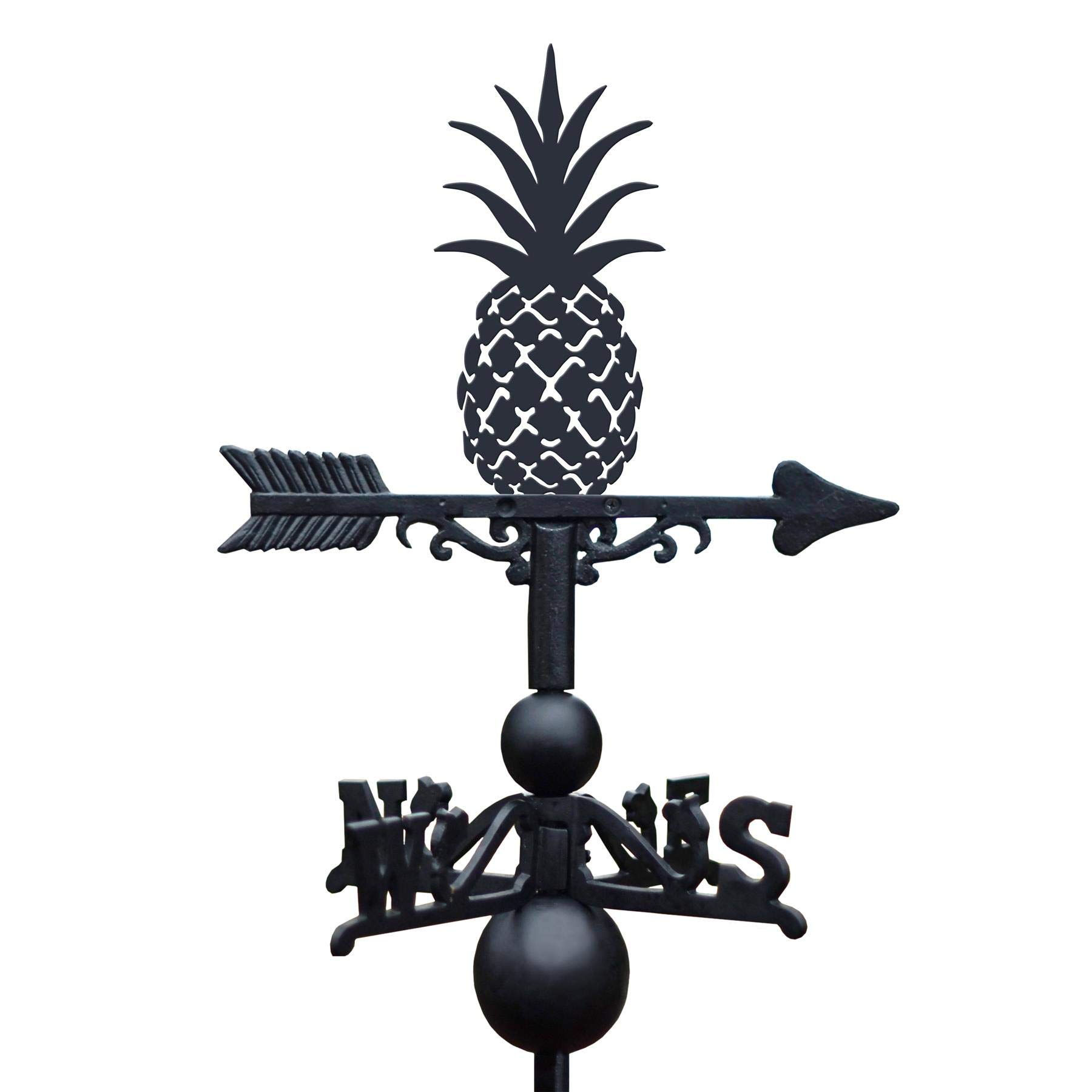 Black Country Metal Works Black Cast Iron Pineapple Weathervane - Outdoor Garden Roof Weathervane Ornament