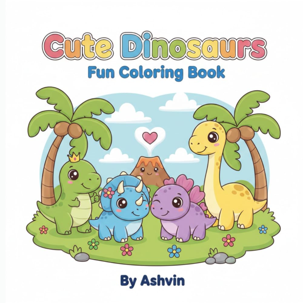 Cute Dinosaurs: Fun Coloring Book
