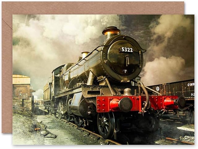STEAM TRAIN COLOUR PHOTO BIRTHDAY GIFT BLANK GREETINGS CARD