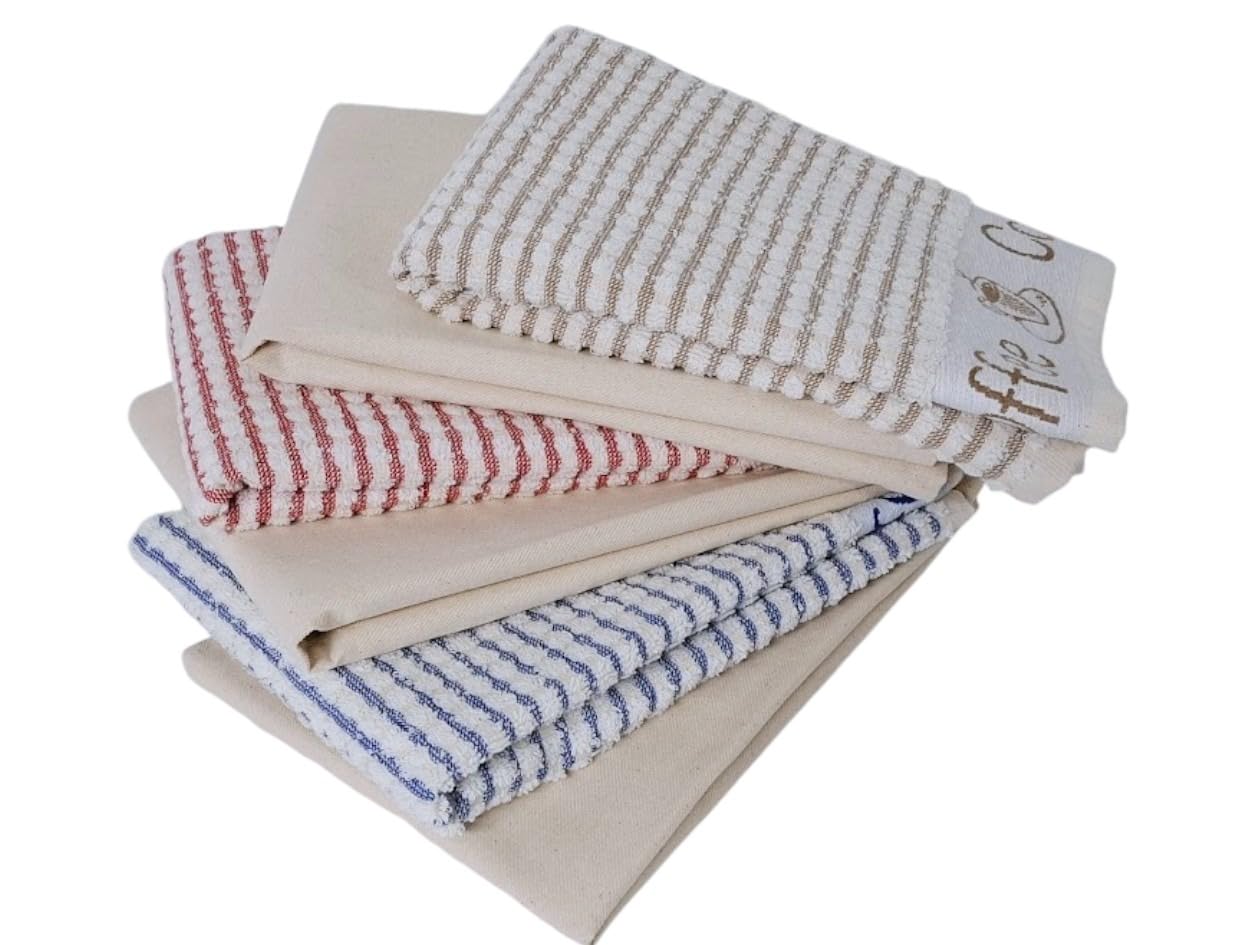 BENNUSI Paños de Cocina 6 Unidades 50x50cm, Trapos Cocina, Paños de Cocina Rizo, Trapos de Cocina Algodón, Trapos de Cocina, Paño Cocina, 100% Algodón
