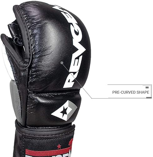 Miniatura 2 de Revgear Pro Series MS1 MMA Boxing Gloves, Premium Leather for Muay Thai, Sparring, MMA Enthusiasts, Medium, Black, Ideal for Training, Great