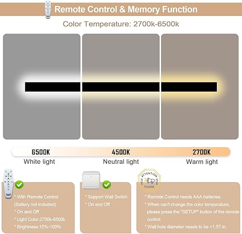 Miniatura 10 de GREMLBUK Paquete de 2 lámparas de pared para exteriores de 59 pulgadas, aplique de pared LED largo para exteriores, lámpara de pared moderna de 3000