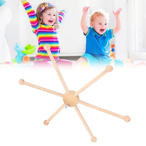 Miniatura 2 de Percha móvil de madera, seis patas marco de madera para cuna de bebé, 1 juego innovador para viento para juguete de cama