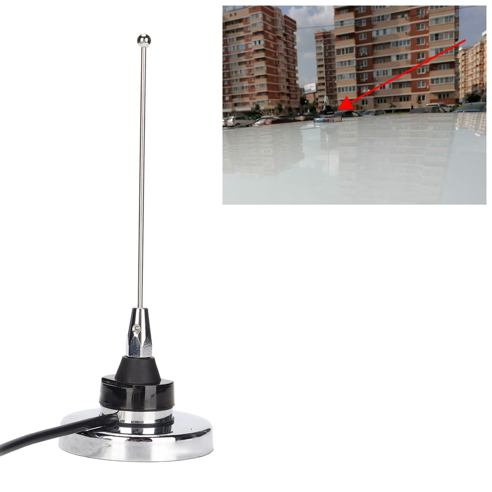 Yctze Kit de Antena de Soporte Magnético de Alto Rendimiento para Radio Móvil de Coche 400-520MHz con Montaje NMO y Conector UHF