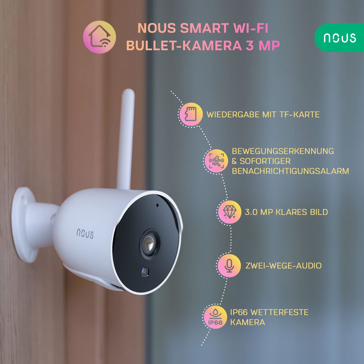 Webcam Outdoor Motion Sensor PTZ 3MP Security Surveillance - Dettaglio
