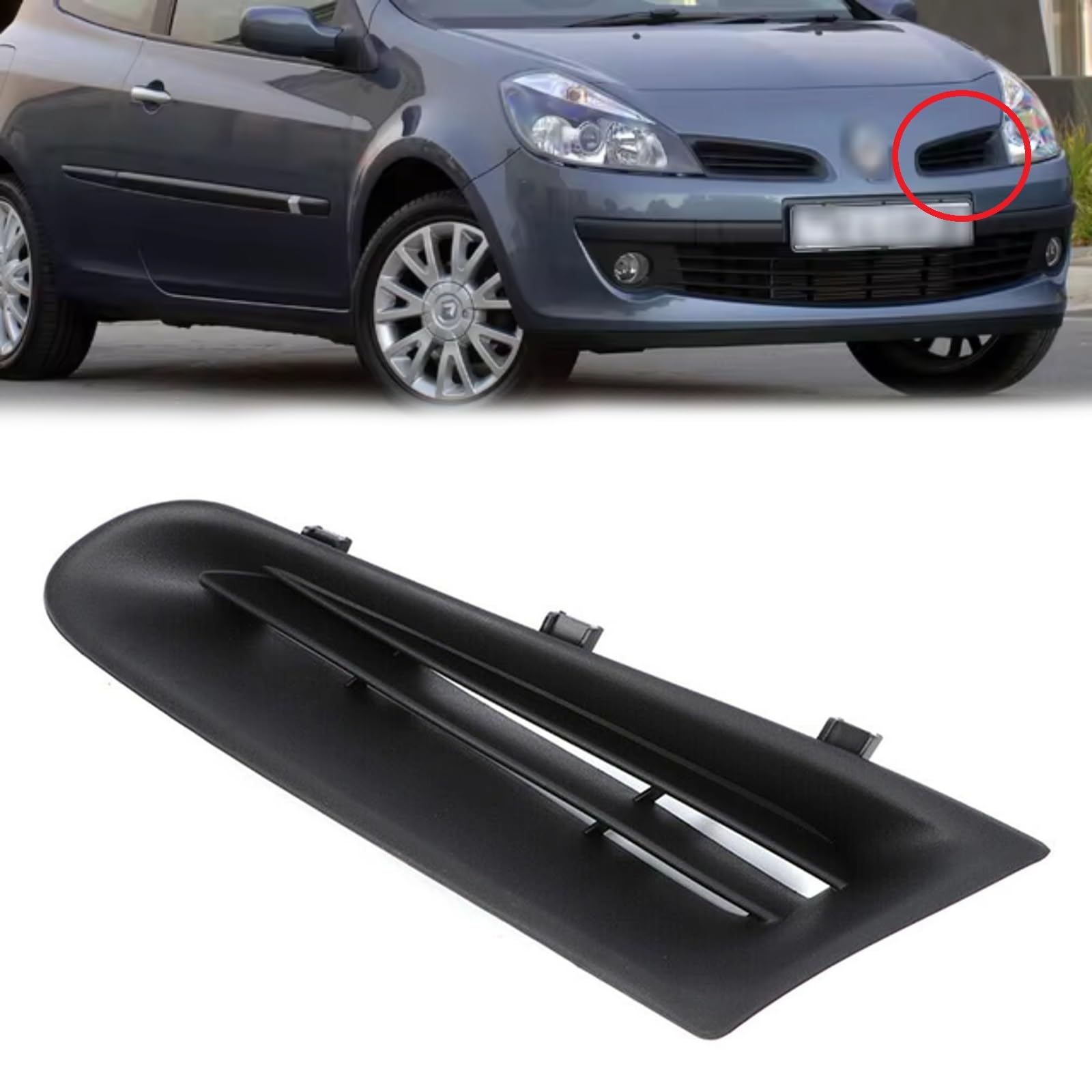 Twowinds - Grille Pare-chocs Compatible avec Renault Clio 3 (2005-2014) - Pare-chocs Avant Gauche (côté conducteur) - 77010208684