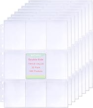 540 Pochettes pour Cartes à Collectionner, Double Face 9 Pochettes, Feuilles de Cartes Ultra Transparentes 11 Trous pour Classeur à Anneaux 2/3/4, Pochettes pour Cartes de jeu, Cartes de Football