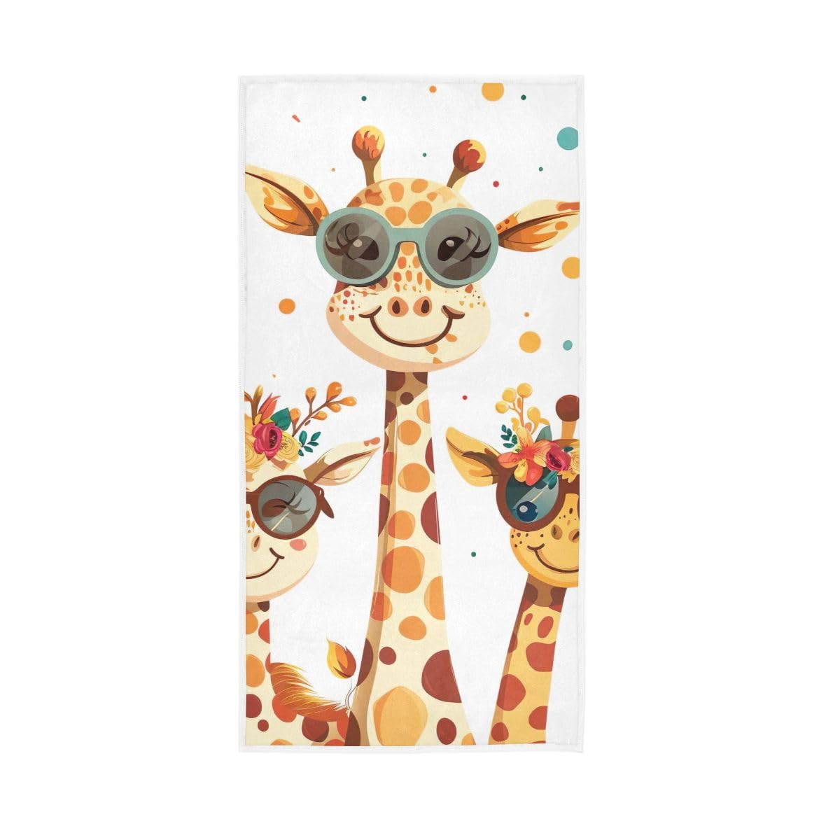LSRCPD Cute Giraffe Family Hand Towel Cotton Absorbent Soft Decorative Towel for Bathroom 15 x 30 Inch