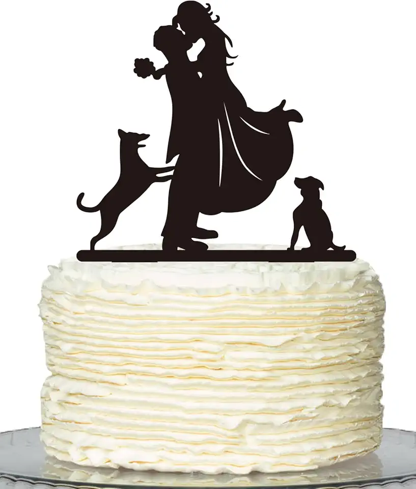 Wedding Cake Topper,Dog Funny Mr & Mrs, Bride...