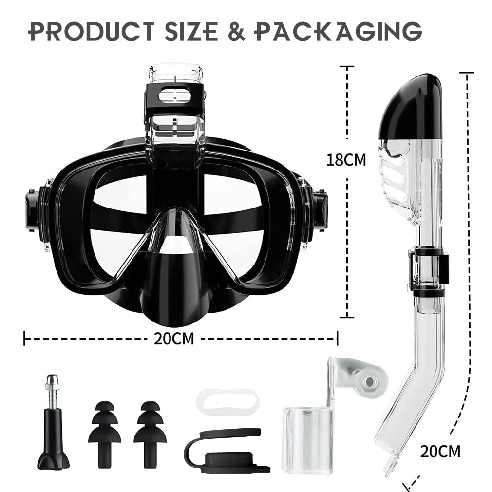 Set di maschere da snorkeling per adulti, maschera anti-appannamento a mezza faccia, con vista panoramica e occhialini da nuoto anti-perdite, per bambini e adulti