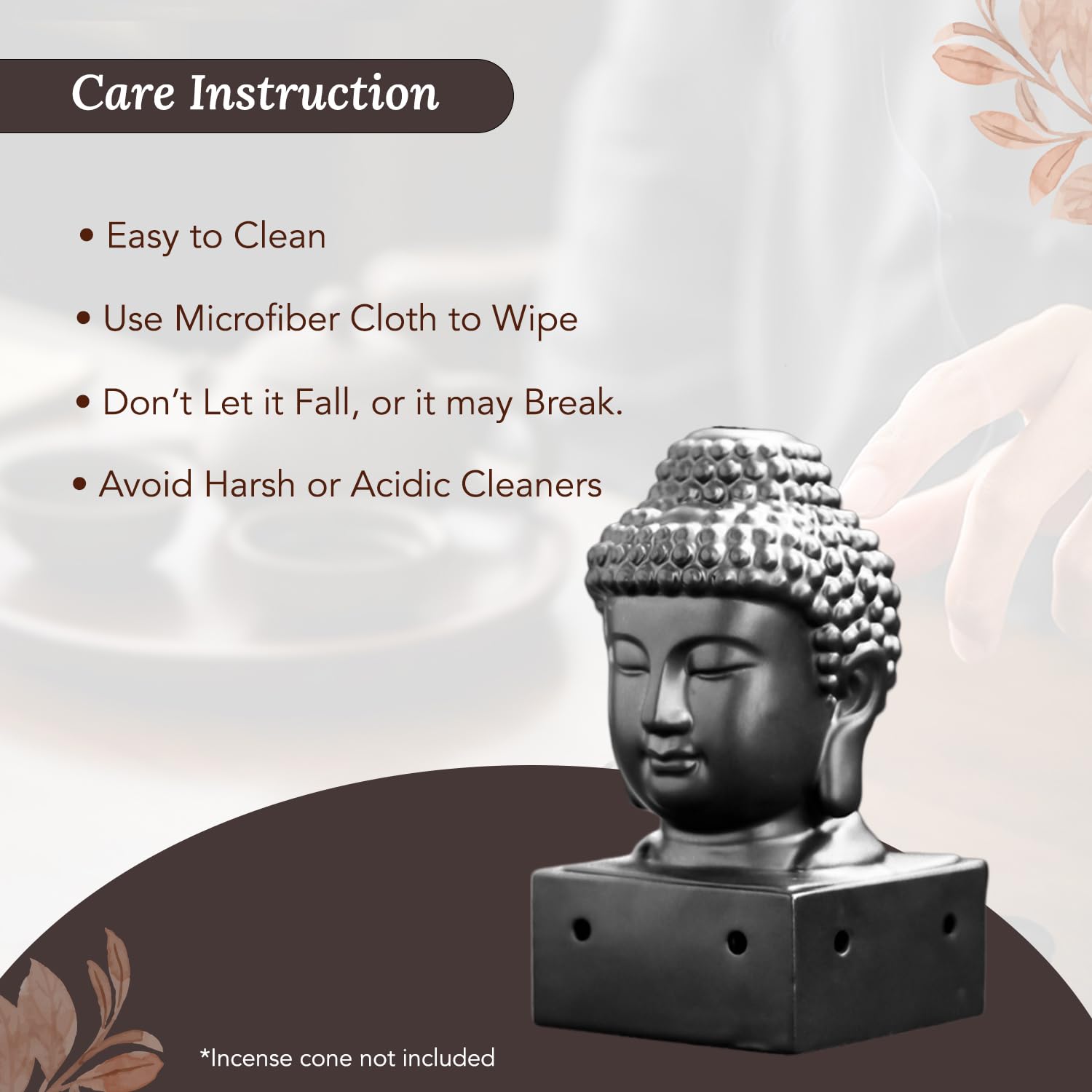 Ekhasa Soporte de cerámica Dhoop Dani Loban para el hogar | Buddha Dhup Kapoor Dani para Puja | Soporte Sambrani Dhoop | Quemador Dhuni Samrani Dhoop Batti para Pooja | Quemador de incienso Dhup