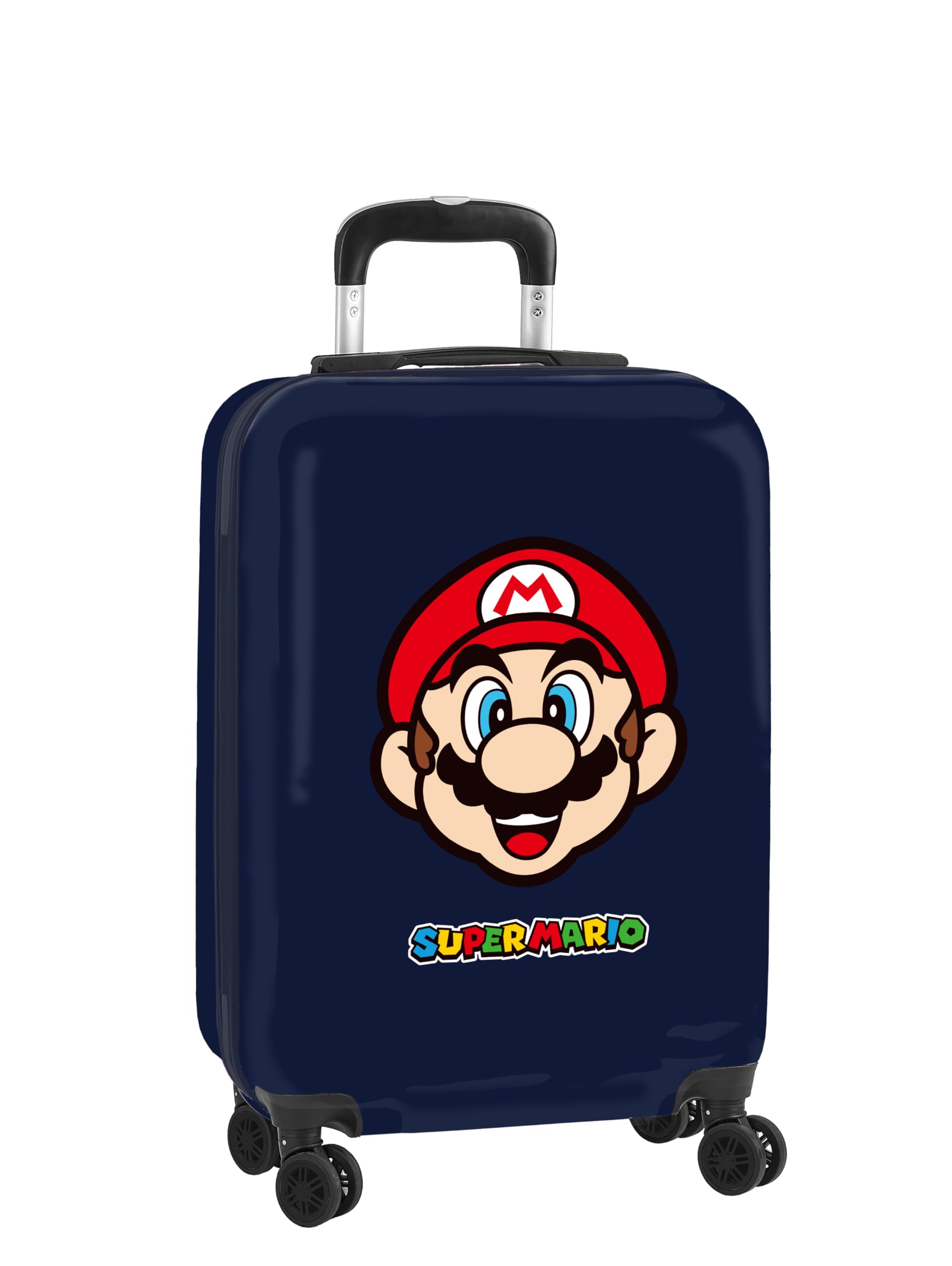 SUPER MARIO MAMMA MIA - Trolley da cabina 20 pollici, valigia con ruote, lucchetto di sicurezza, valigia leggera, 34,5 x 20 x 55 cm