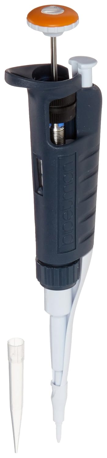 Gilson Pipetman G P2G Model Orange Color Coded Single Channel Pipette with PLastic Tip Ejector, 0.2-2µl Volume Range