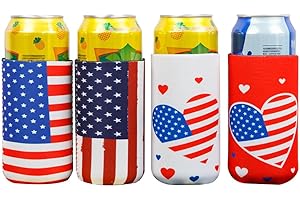 4th/Fourth of July Decorations Koozies for Independence Day Patriotic Party Supplies - 4PCS