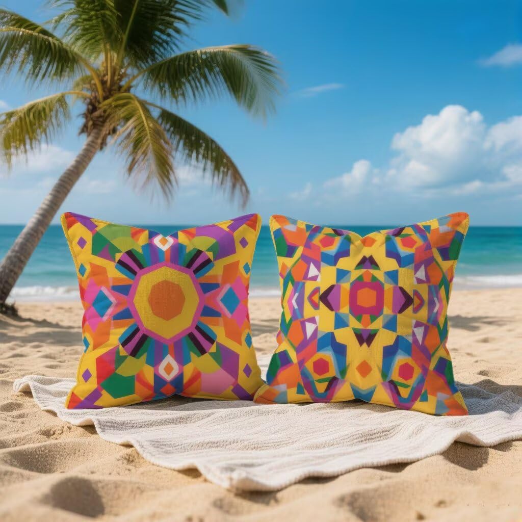 Funda de Almohada 70 x 70 Juego de 2 Cojines Sofa Amarillo, Funda Cojín 70x70 cm Cojines Cama Bohemia Decorative Pillows Lino Impresión HD a Doble Cara para Decoracion Hogar, Regalos Mujeres 6-YH8801