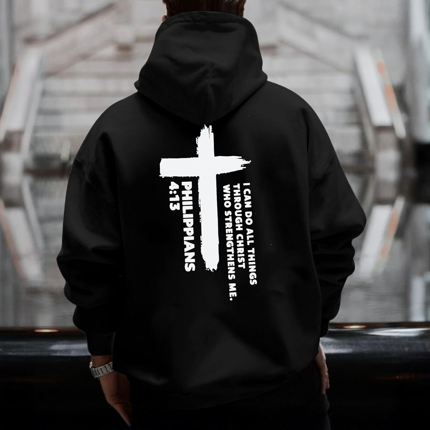 Christian Hoodies for Men Religious Faith Jesus Hoodie God Bible Verse Cross Sweatshirts Trendy Graphic Pullover - Image 4