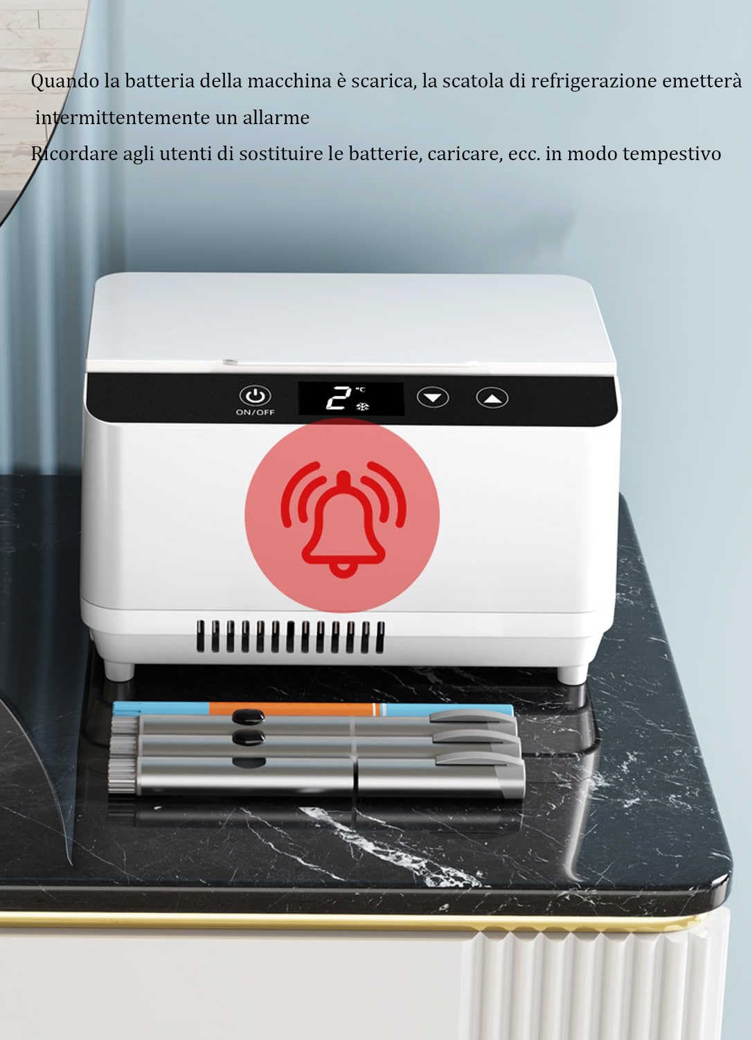 Mini Frigo,Frigo per Insulina a Temperatura controllata 2-8 °C - Diabete Mini Frigo per Medicinali 145x145x230mm - Batteria Inclusa