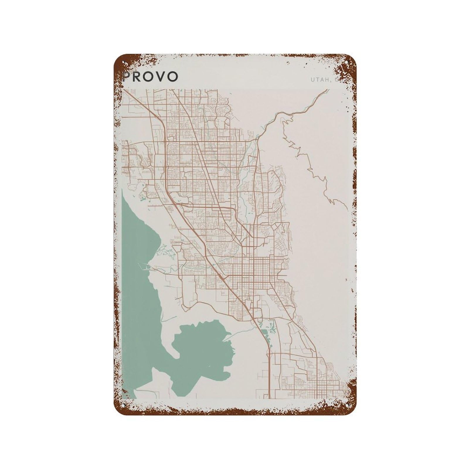 xiaoxiaoshen Provo Map Utah Travel Gift Farmhouse Decor Wall Decor Art Metal Tin Poster Modern Home Decor Art Home Bar Shop Decorations Vintage Sign 30x20cm