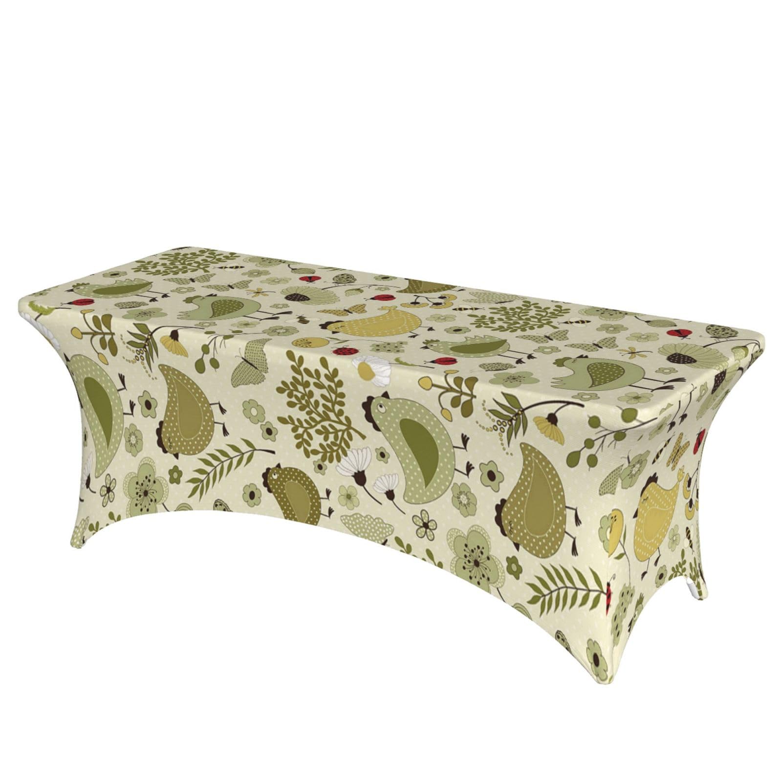 ERCgad Yellow Leaves Chicken Print Rectangular Tablecloth Dining Banquet Party Events Home Celebration Table Cover