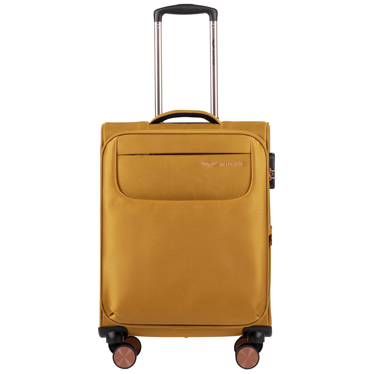 Wings Tern walizka kabinowa 20", żółta, 38 l, uchwyt teleskopowy, kółka 360°, zamek TSA, żółty, 55,5x38,5x19,5, Walizka
