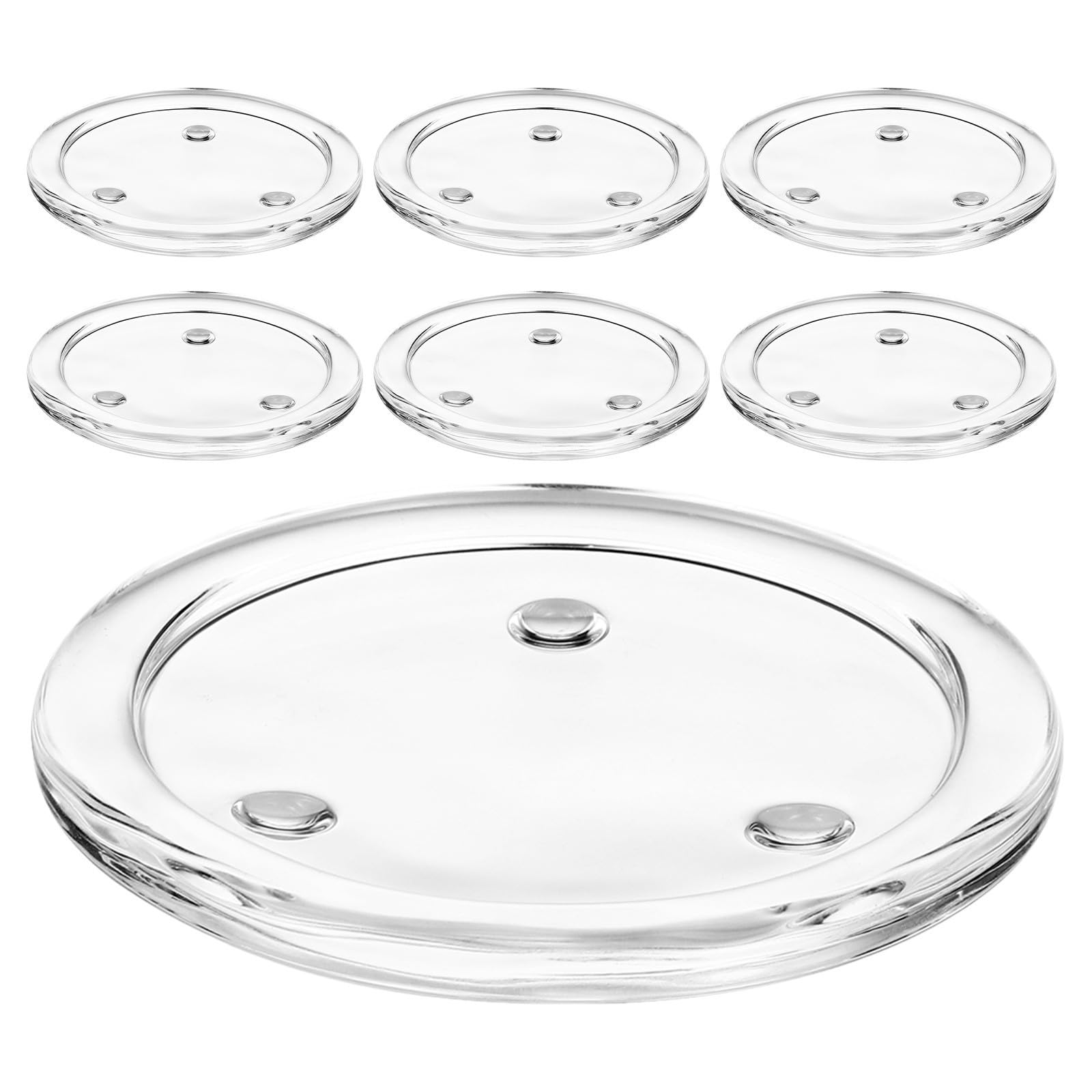 Bandejas para Velas Redondas de Vidrio 10cm, 7 Unidades