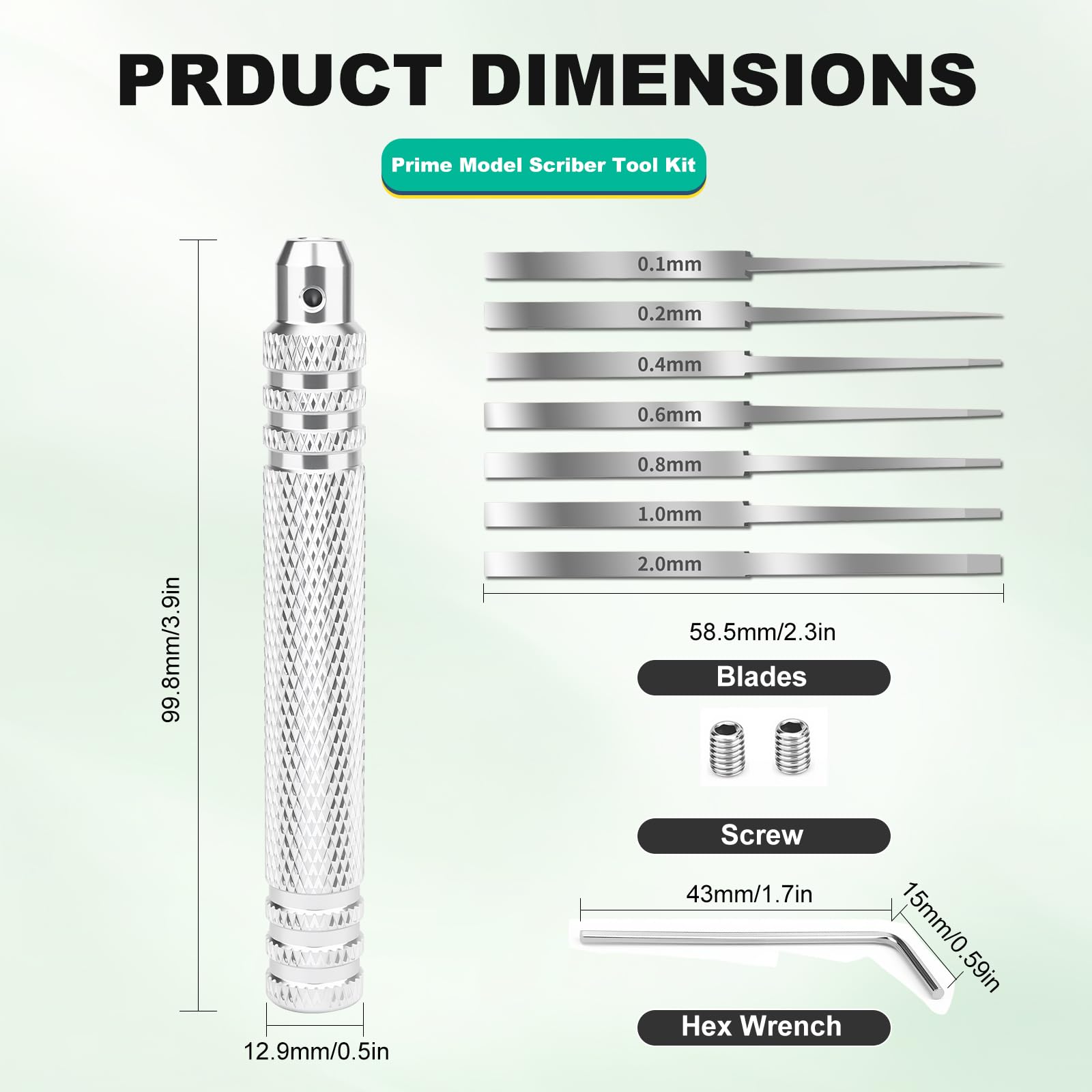 7-in-1 Model Scribe Tool with 7 Blades (0.1/0.2/0.4/0.6/0.8/1.0/2.0mm) for Gundam Resin Carved Scribing & Cutting - Ultimate Gunpla Model Chisel. — Amazon image 2