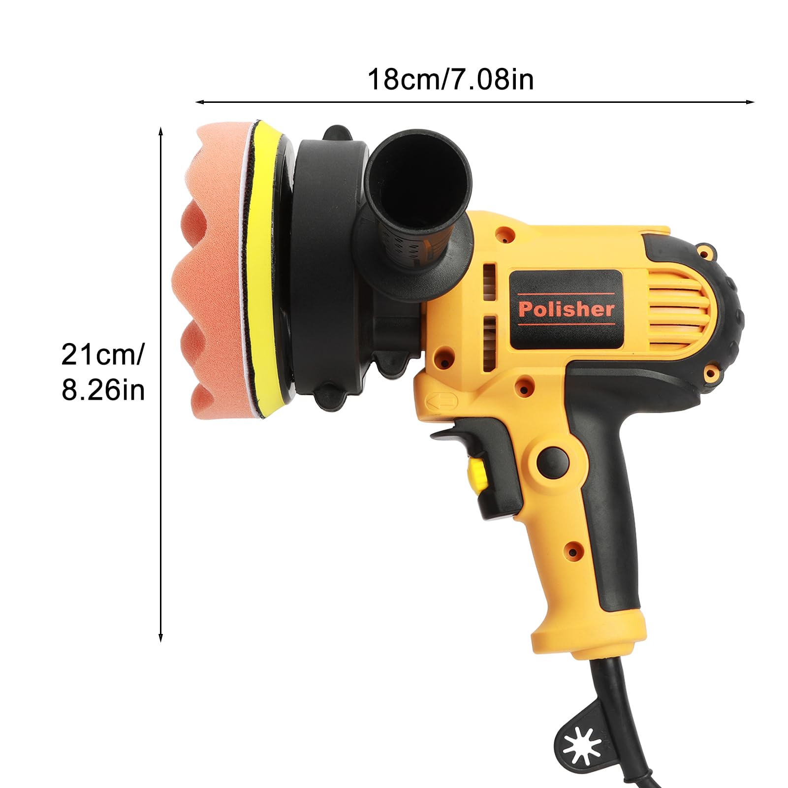 Mini Poliermaschine, 700W Auto Poliermaschine 125mm Exzenter Poliermaschine Polierer mit Geschwindigkeit 600-3600RPM, Seitengriff, 125mm Polierschwamm Zubehörset für Auto, Möbeln, Metall