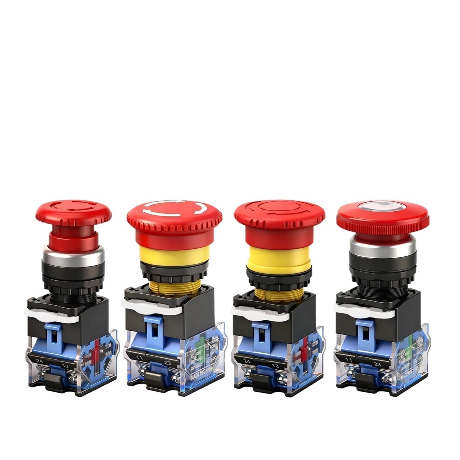 KFGWOPOYVY 10Pcs 22mm Mushroom Emergency Stop Push Button Switch AC 660V 10A emergency stop button self-locking/Momentary 1NO1NC(Gold)