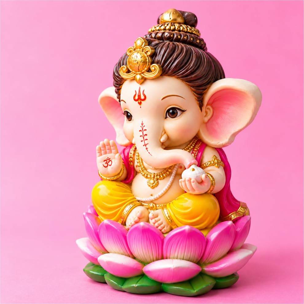 Ganpati Ji DIY Painting Craft Kit for Kids | 5 Ready to Paint Ganesha on Lotus Craft Sets with Acrylic Colors & Guide | Ganesh Festival Activity, Birthday & Return Gifts | Pack of 5