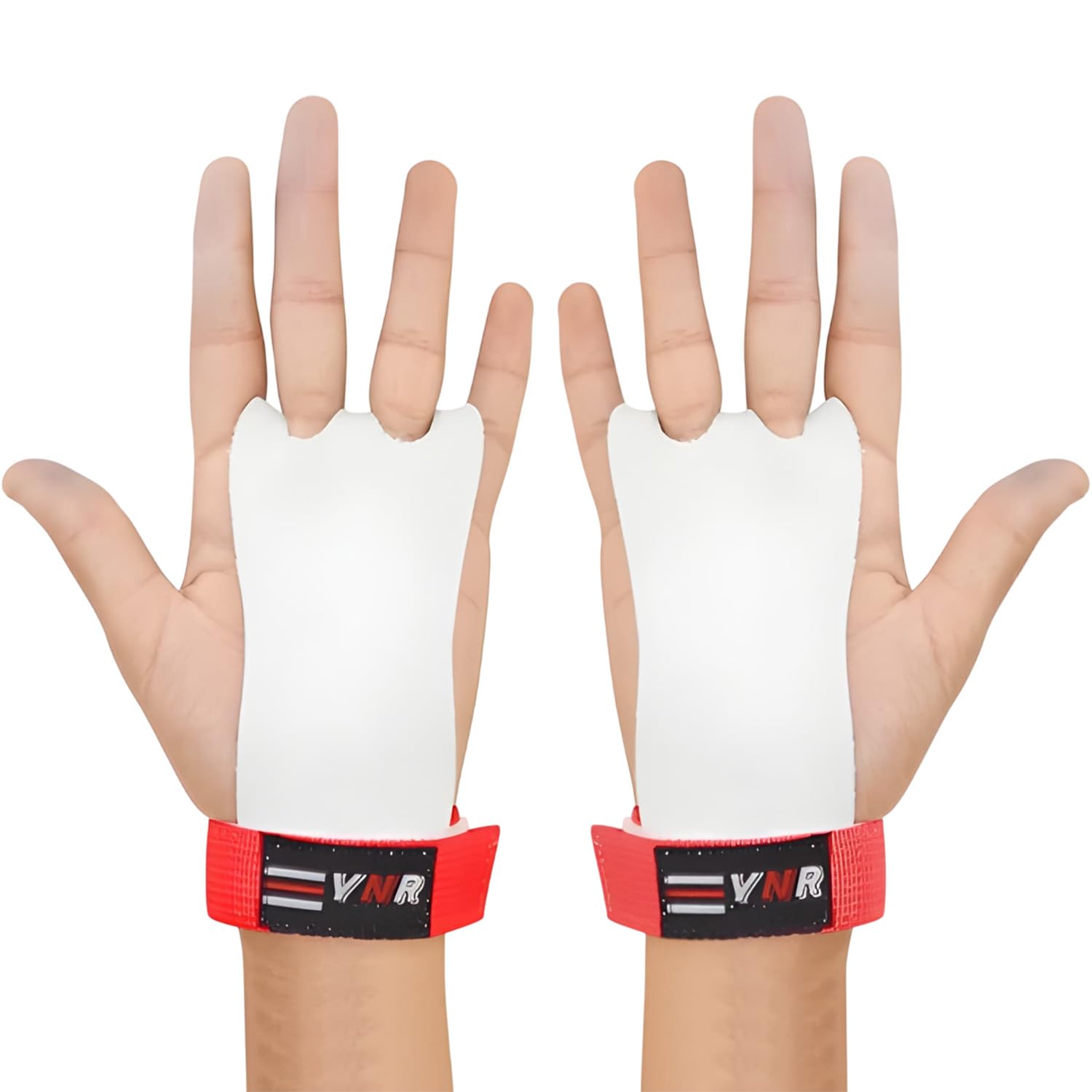 YNR Gymnastics Palm Hand Guards - Gymnastic Bar Loops, Palm Protection Guards, Deadlift & Weight Lifting Straps, Hand Wrist Strap for Weight Lift, Soft, Flexible & Easy to Wear | Red (XS)