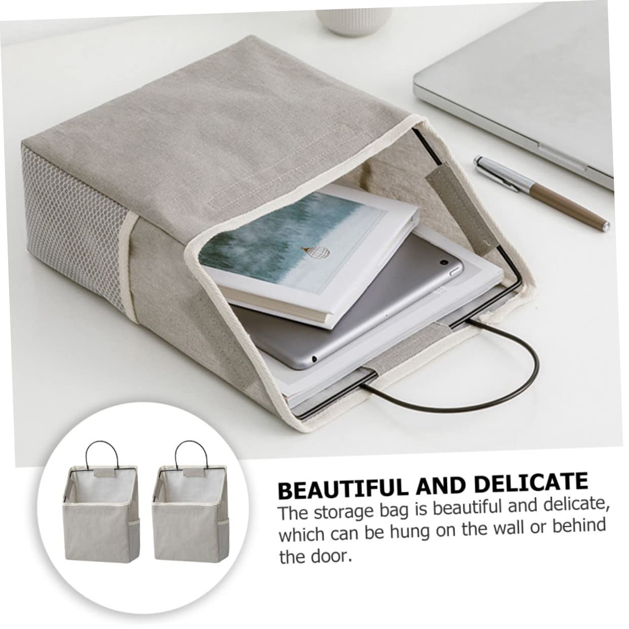 2 Juegos De Bolsas para Colgar En La Pared Organizador De Almacenamiento De Pared Color Gris para El Hogar Y La Oficina