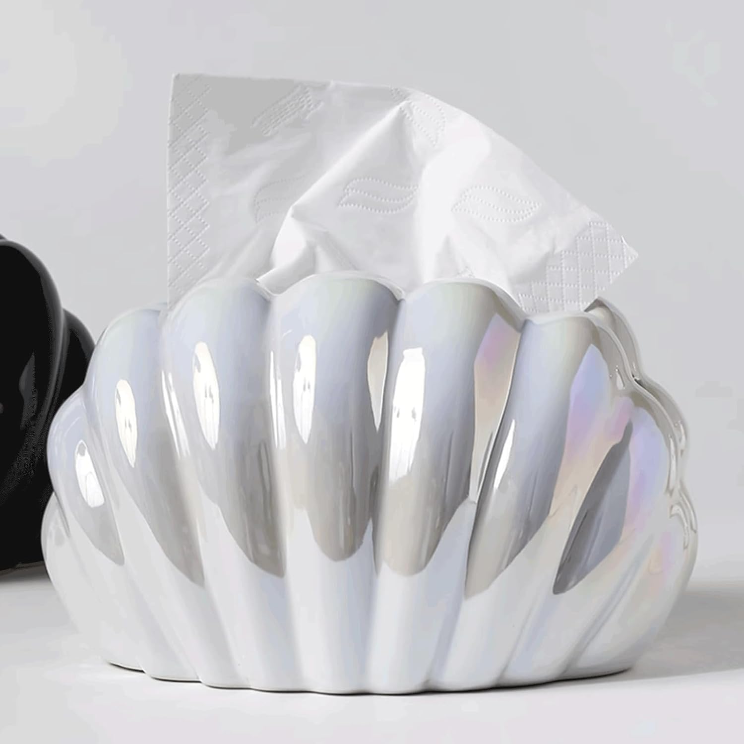 Uchwyt na chusteczki, Ceramiczna osłona na pudełko chusteczki wielokolorowa(Black)