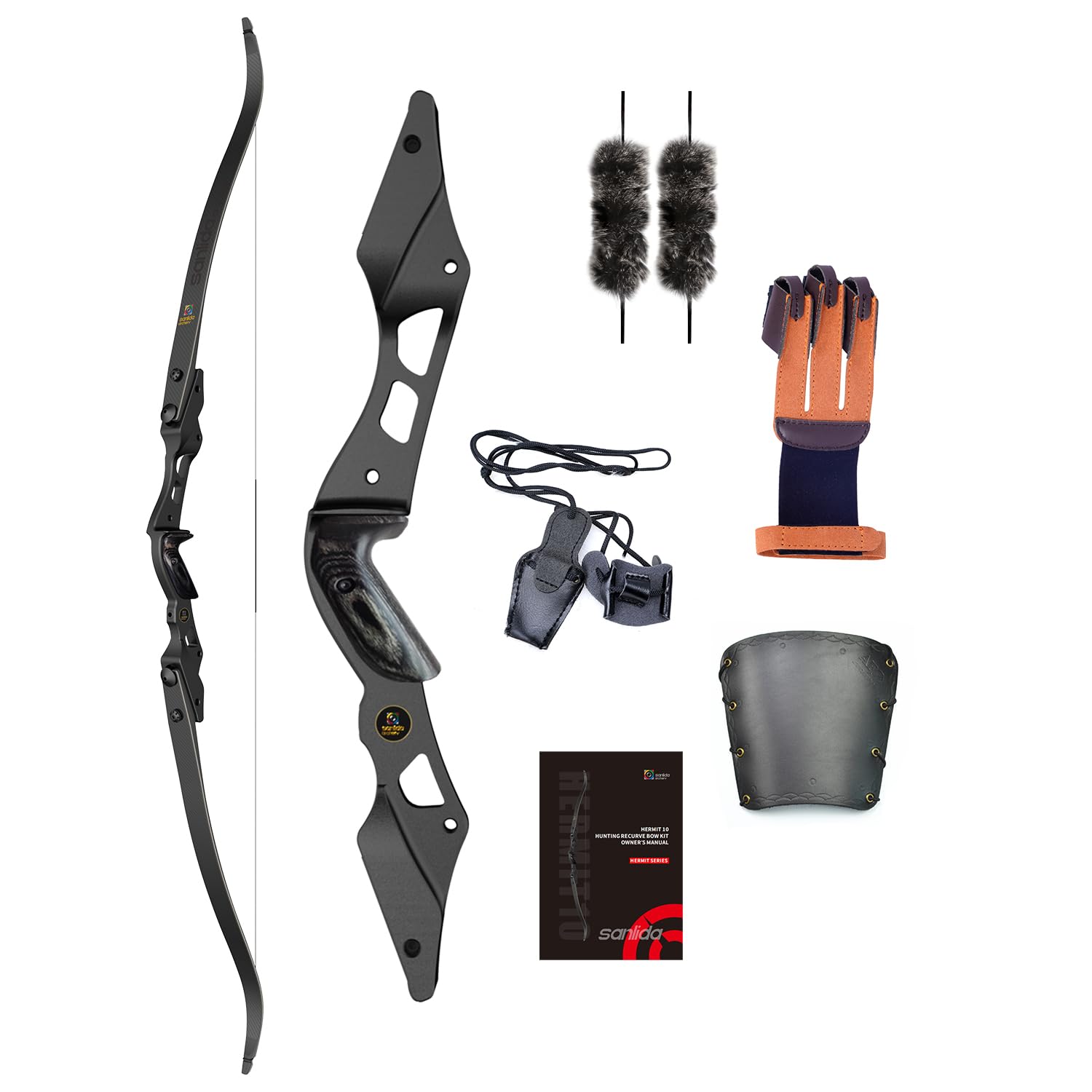 Sanlida Hermit 10 ILF Hunting Recurve Bow Kit for Adults 60"-62" 30-55Lbs Archery Recurve Bow, CNC ILF Riser, Carbon & Graphite Foam Core ILF Limbs, RH Only, Limited Life-time Warranty