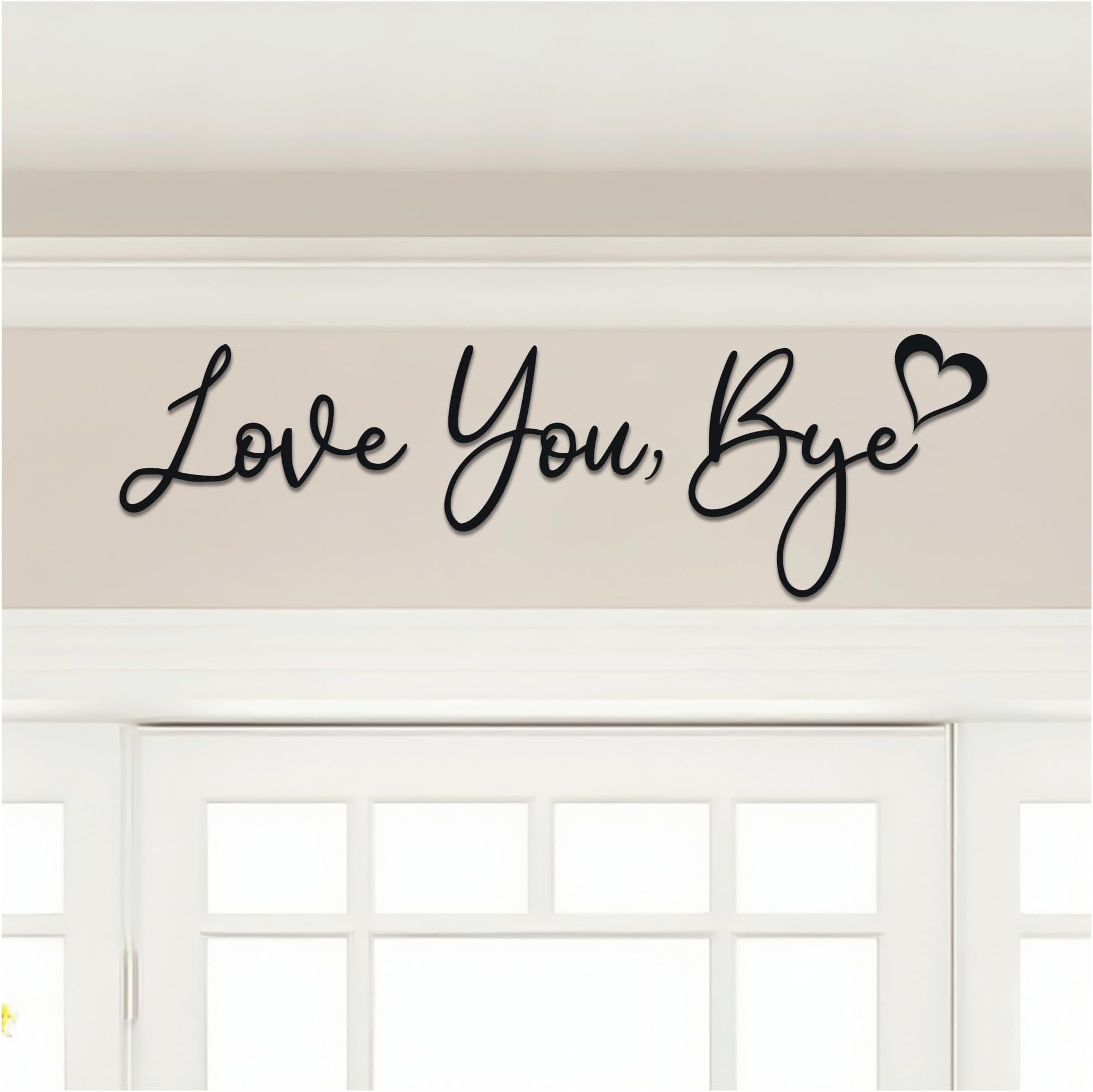 DVNB Shop Wall Art Decor - 3mm Ply Wood Love You Bye Sign for Wall Decoration for Living Room Comes with Double Sided Strong Tape, Black Wall Art for Hallway Decor, Love Letters for Home Decoration