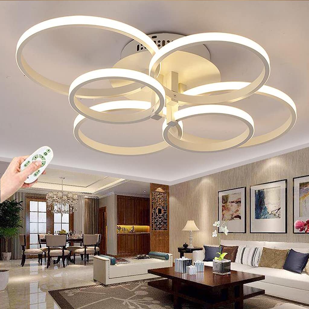 Lichtsse LED Deckenleuchte Dimmbar – 46W, 3220 Lumen, Mit Fernbedienung, Modernes 3-Oval-Design