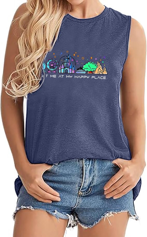 Magical Castle Tank Top Women Magic Kingdom Sleeveless Tee Shirts Cute Graphic Holiday Vest Summer Vacation Top - Image 2