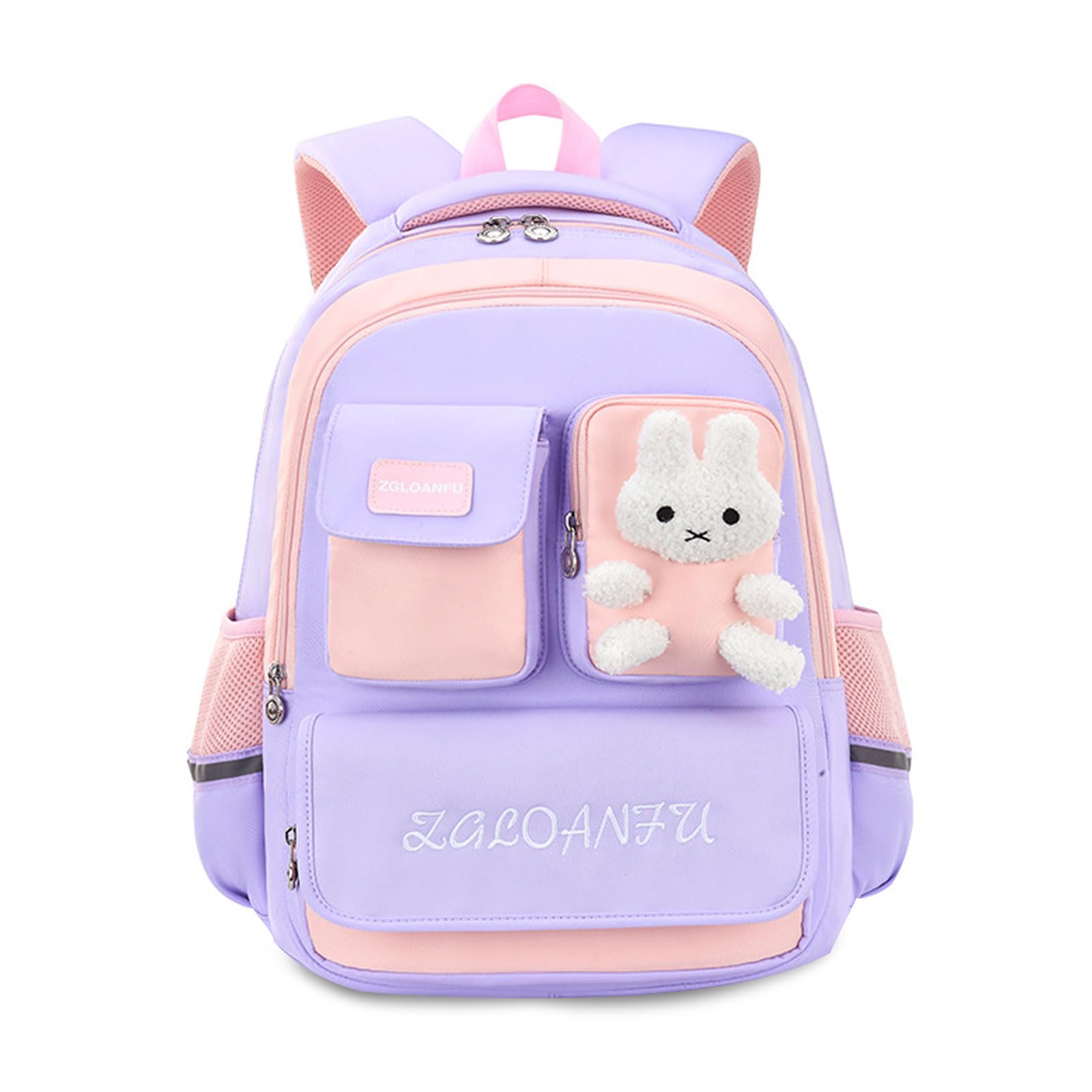 FANDARE Ultraleggero Zaino per bambini Zaini Casual per la scuola Zainetti Cartelle Elementare Zainetto Zaino Scuola con striscia riflettente per Studenti Viaggiare Attività All'aperto Zaini Viola