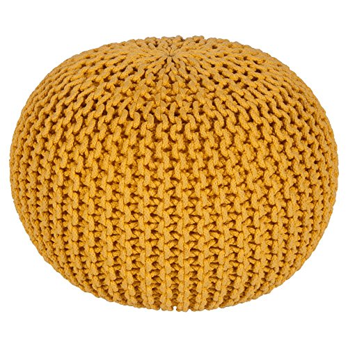 Livabliss McIntosh Cotton Knitted Round Pouf, 14