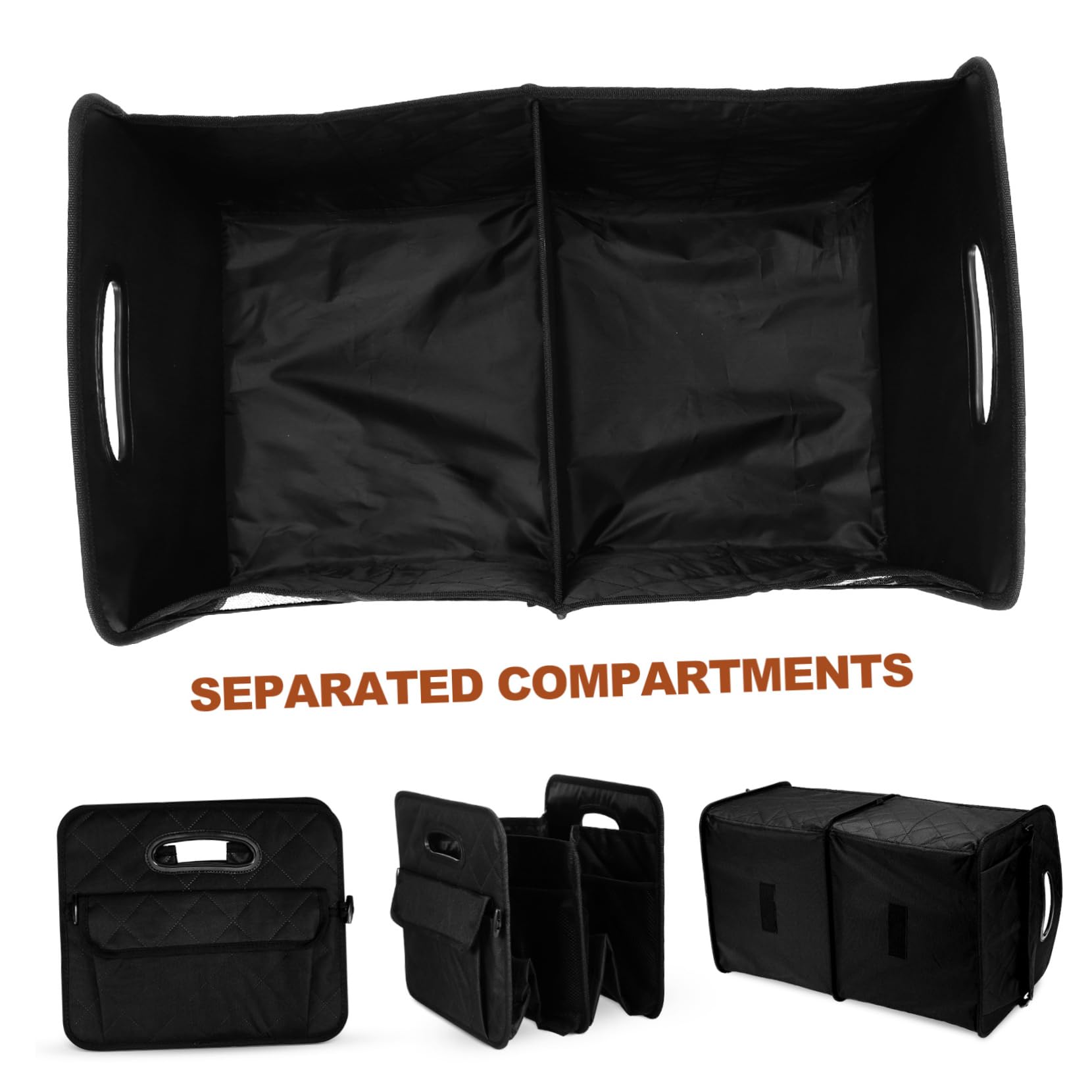 GARVALON Kofferraumtasche Auto Organizer Schwarz aus Oxford mit Fächern