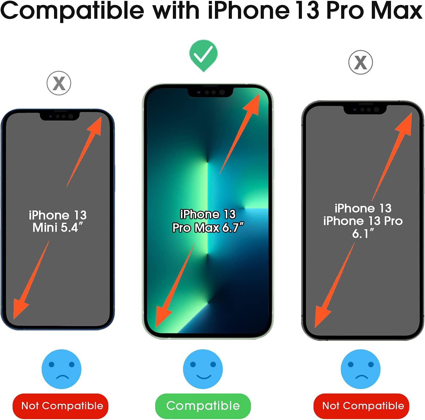 amFilm Screen Protector OneTouch Compatible with iPhone 13 Pro Max (6.7", 2021) and Camera Lens Protector, Edge to Edge Full Coverage with Easy Installation Kit, Tempered Glass, 2+2 Pack