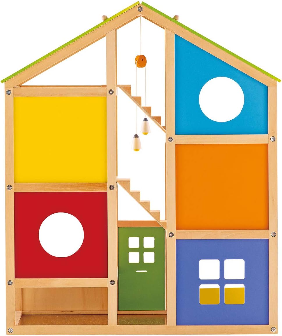 All Seasons Kids Wooden Dollhouse by Hape | Award Winning 3 Story Dolls House Toy with Furniture, Accessories, Movable Stairs and Reversible Season Theme L: 23.6, W: 11.8, H: 28.9 inch : Toys & Games