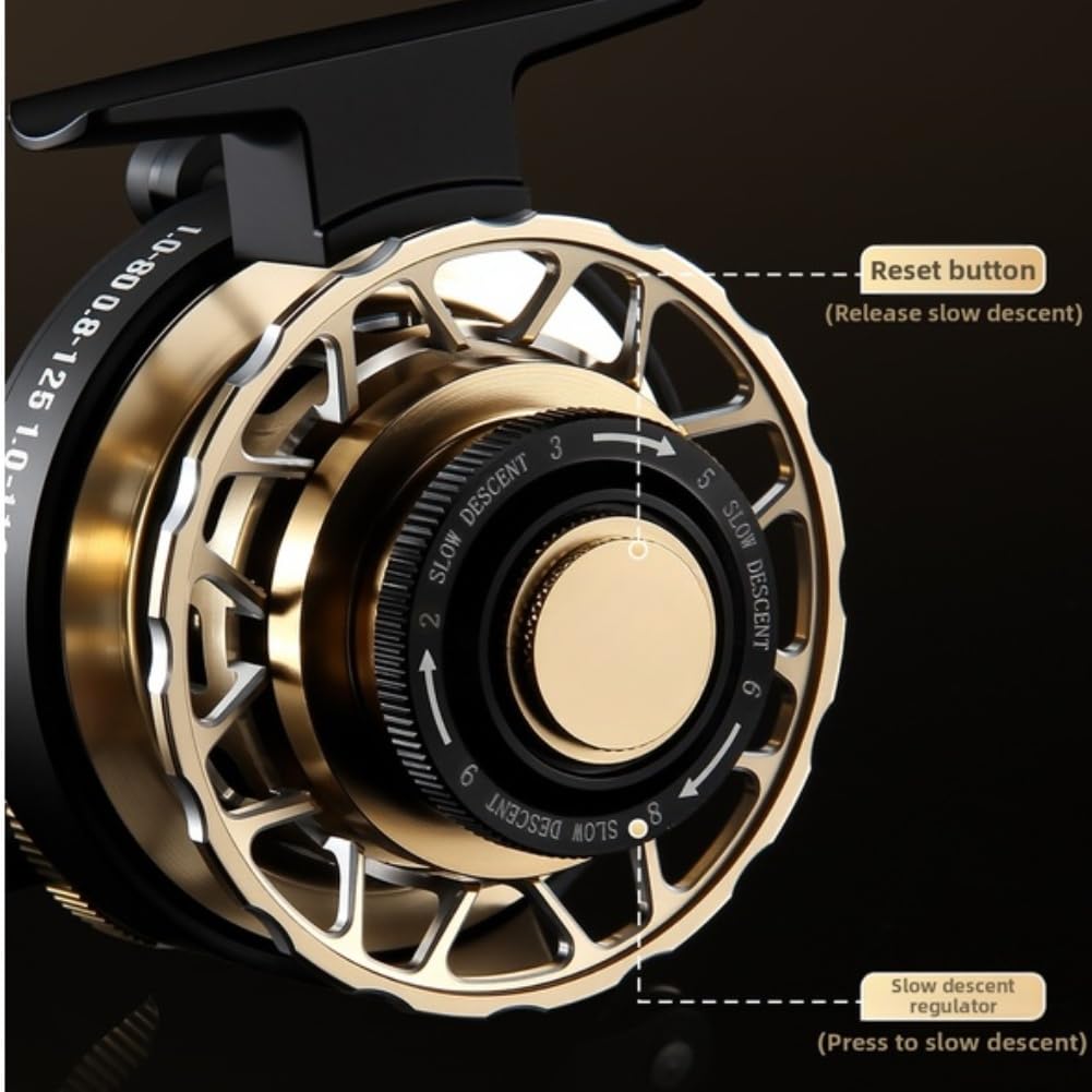 Mulinello da pesca a zattera, bobina in metallo, 6 kg, freno one-touch | Freno magnetico one-touch, rilascio della linea liscia, bobina in metallo, potenza di resistenza 6 kg