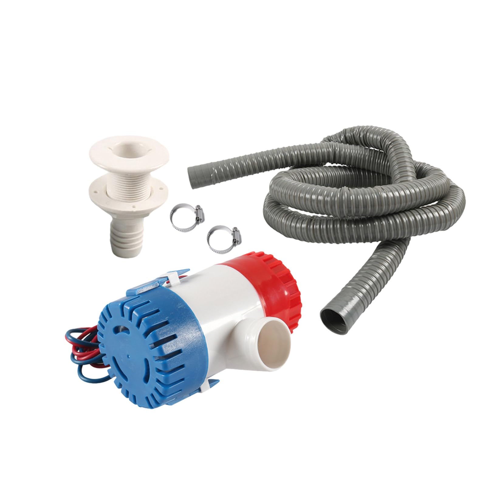 Hsioluted Multicolor Electric 12V Boat Bilge Water Pump With Drainage Hose Kit Suitable For Traveling Camping Cruising Yachts Watercraft Water Drainage