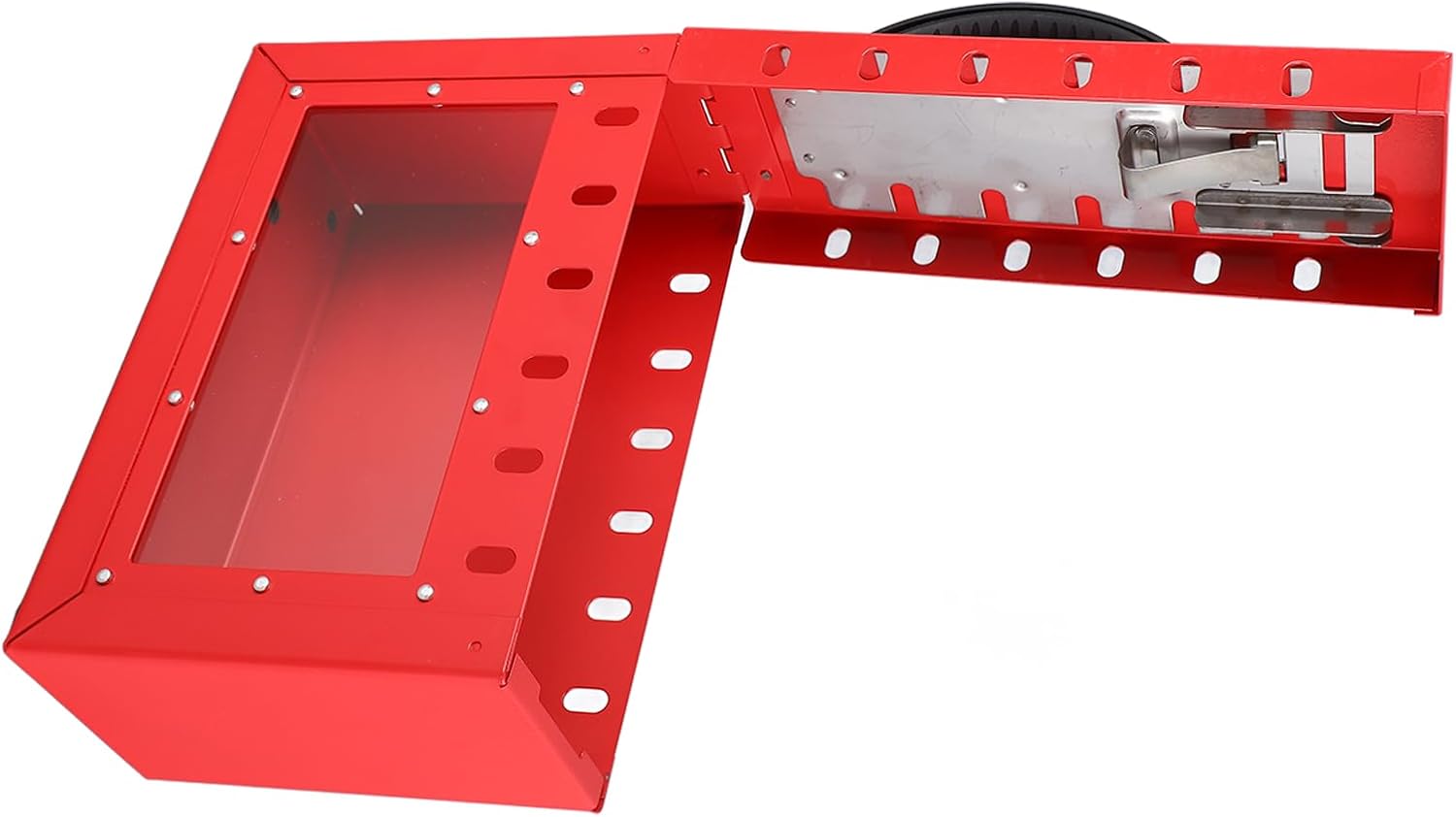 Lockout Tagout Group Lock Box Group Lock Box Red Padlock Box Group Safety Lockout Box Portable Transparent Window Safety Lockout Tagout Box for Office Shopping Mall Home