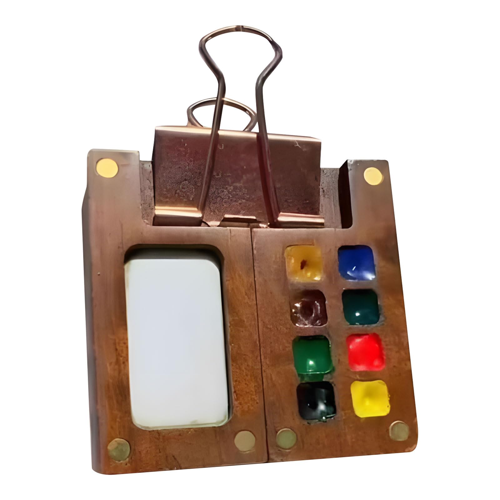 Piceioep Multi Functional Walnuts Palette with Compartments for Color Blending Practical Watercolor Paint Set Palette for Artists