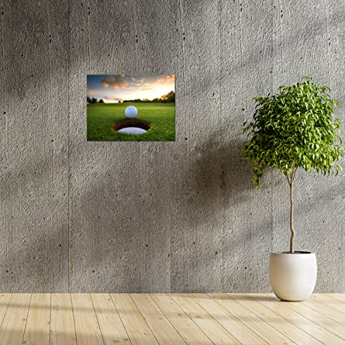 Jxbyjp Men Cave Canvas Wall Art Golf Course Landscape Sunset Picture Printed Golfing Sport Artwork For Office Gym Living Room Wall Decor Poster Framed 12X16In thumb #1
