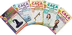 Kit 5 Livros Caça-Palavras ed.06 - 500 págs. - Médio/Difícil: Jogos para exercitar o cérebro