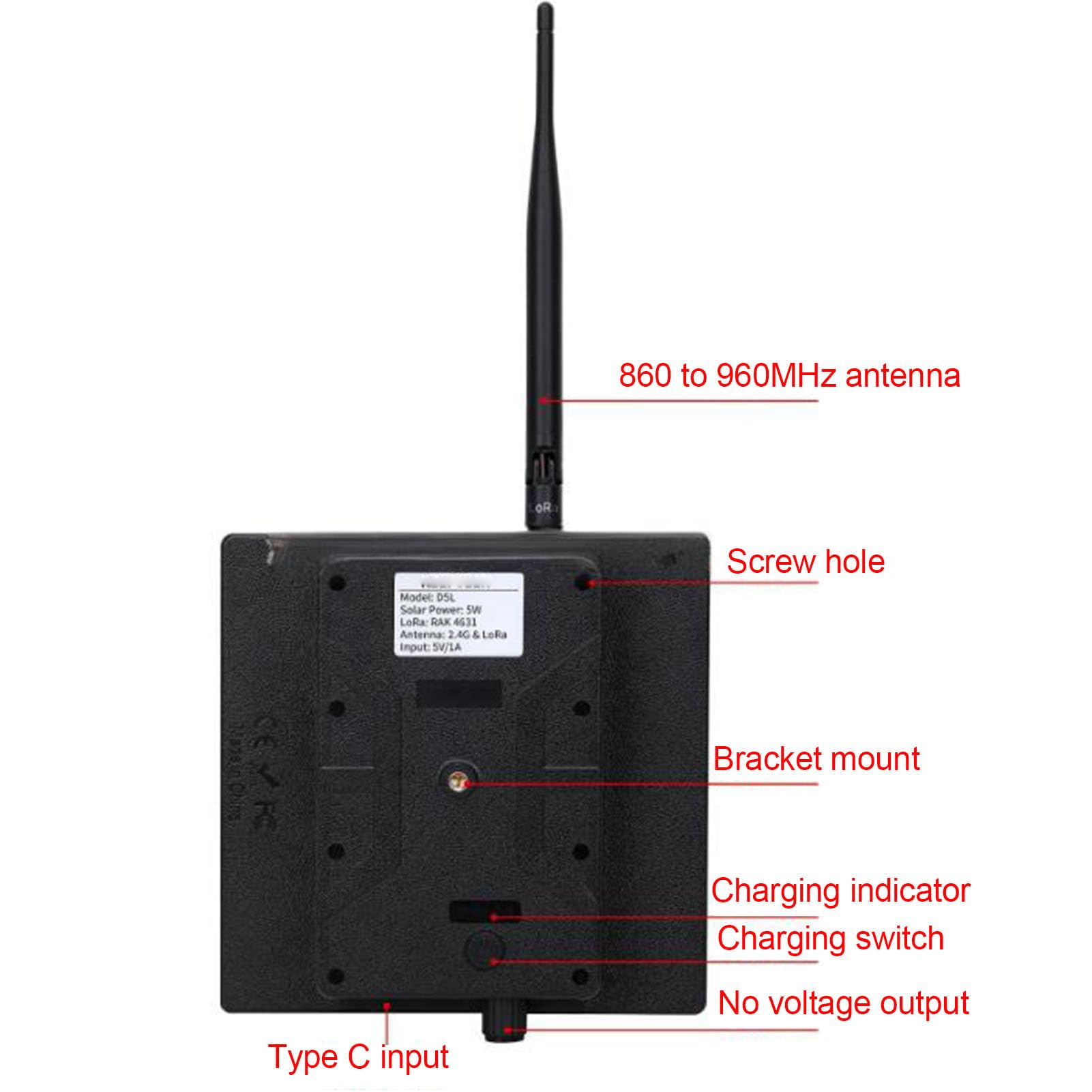 Asixxsix Solar Repeater Węzeł Radiowy dla LORA, D5 RAK4631 Waterproof Waterproof Węzeł Solar Panelu Repeater Extaster Extastic Węzeł w Nagłych Wypadkach, Konwoju i Zdalnych