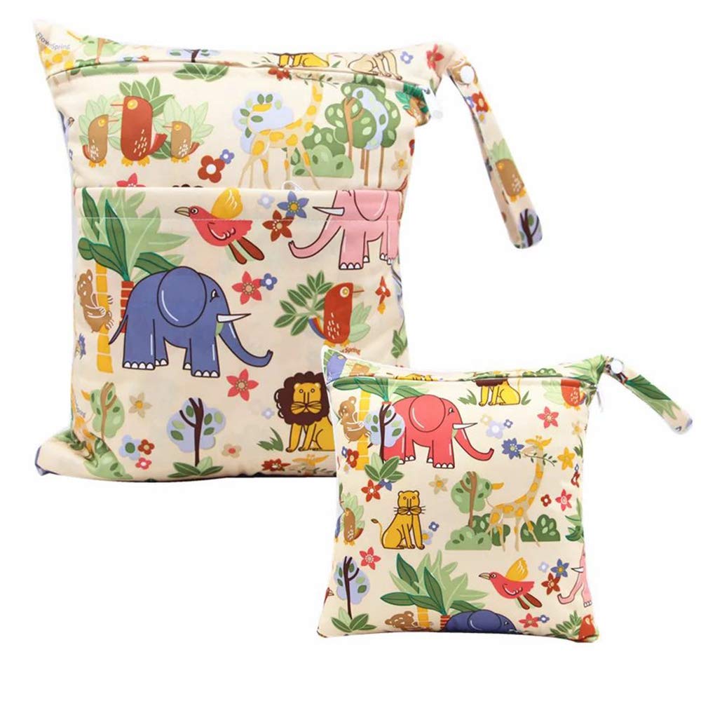 Bynsaer Wetbag Stoffwindeln, Nasstasche Stoffwindeln, 2 Stücke Baby Nasse und Trocken Wickeltasche, Wiederverwendbar, Waschbar Organizer Beutel (Farbe 06)